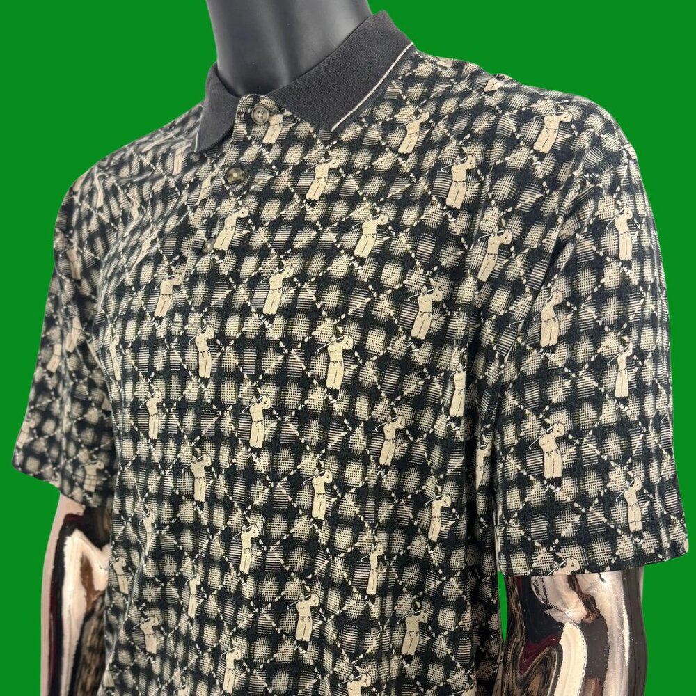 VTG Natural Issue Golfer Diamond Geometric All-Over Print Polo Shirt
